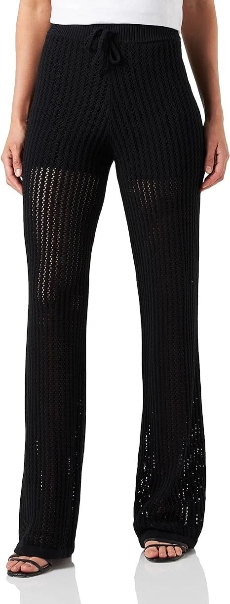 HUGO BOSS Women Stretch Knit Pants Elastic Waist Drawstring Black - Size S / CH