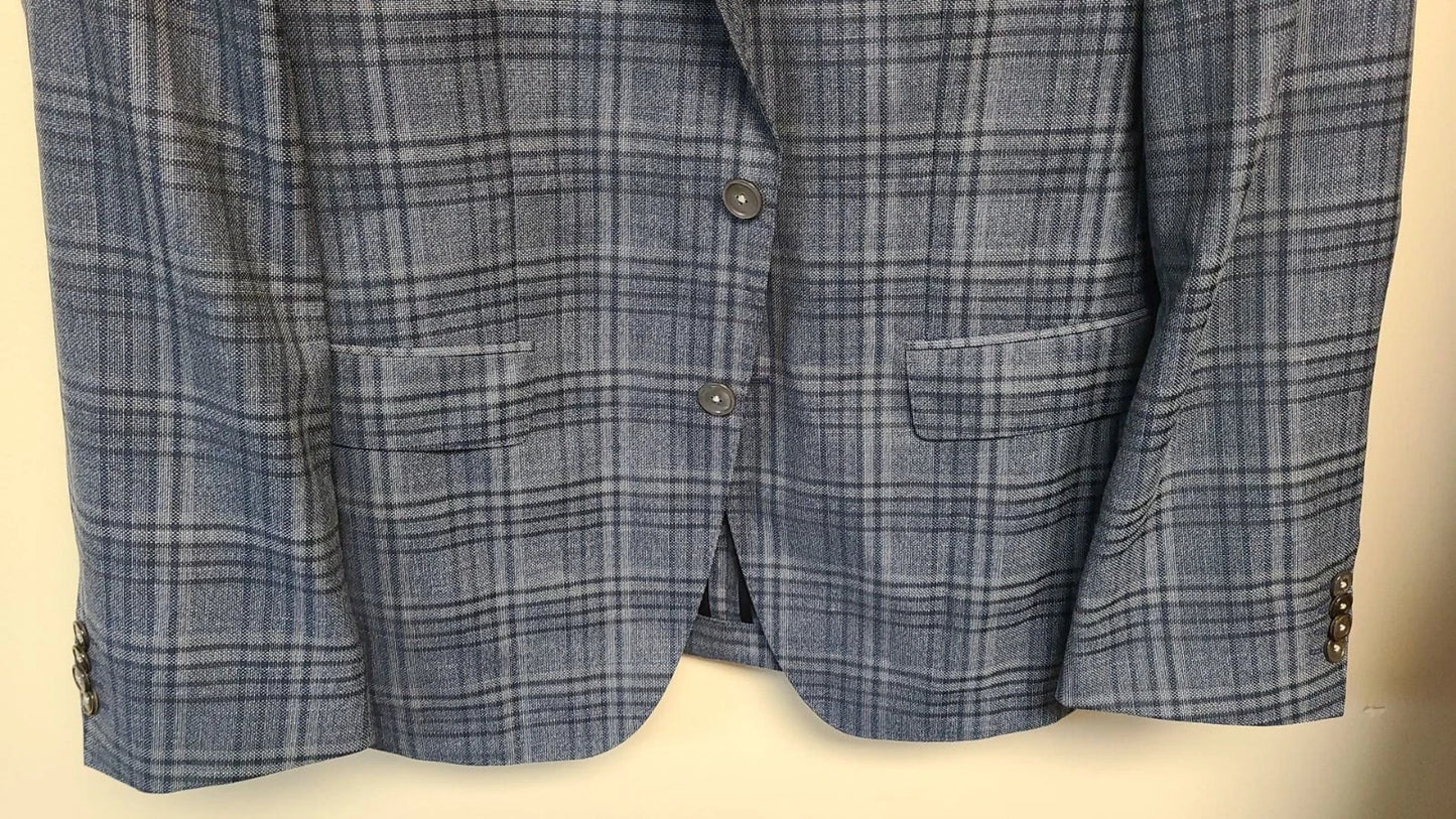 $645 - BOSS Slim Fit Sport Jacket Checked Virgin Wool - Size 40R - NWT