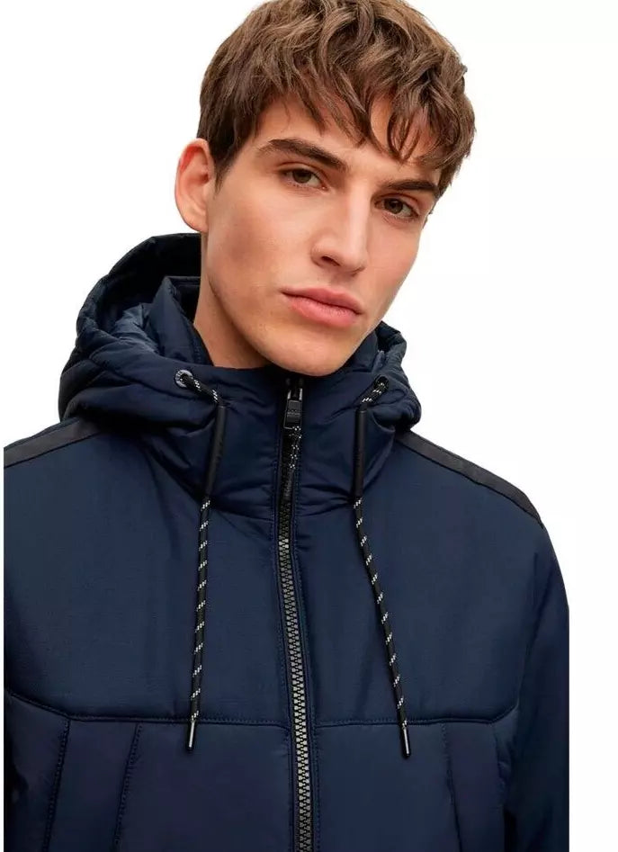 $595 - BOSS Corado Water Repellent Hooded Jacket Regular Fit in Teal - Size 38R