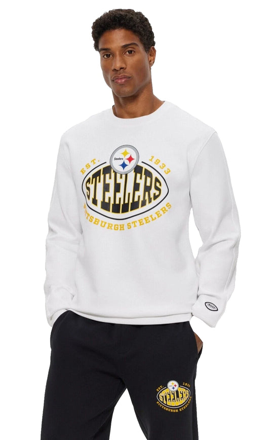 BOSS X NFL Pittsburgh Steelers Crewneck Sweatshirt Regular Fit in White - Size M