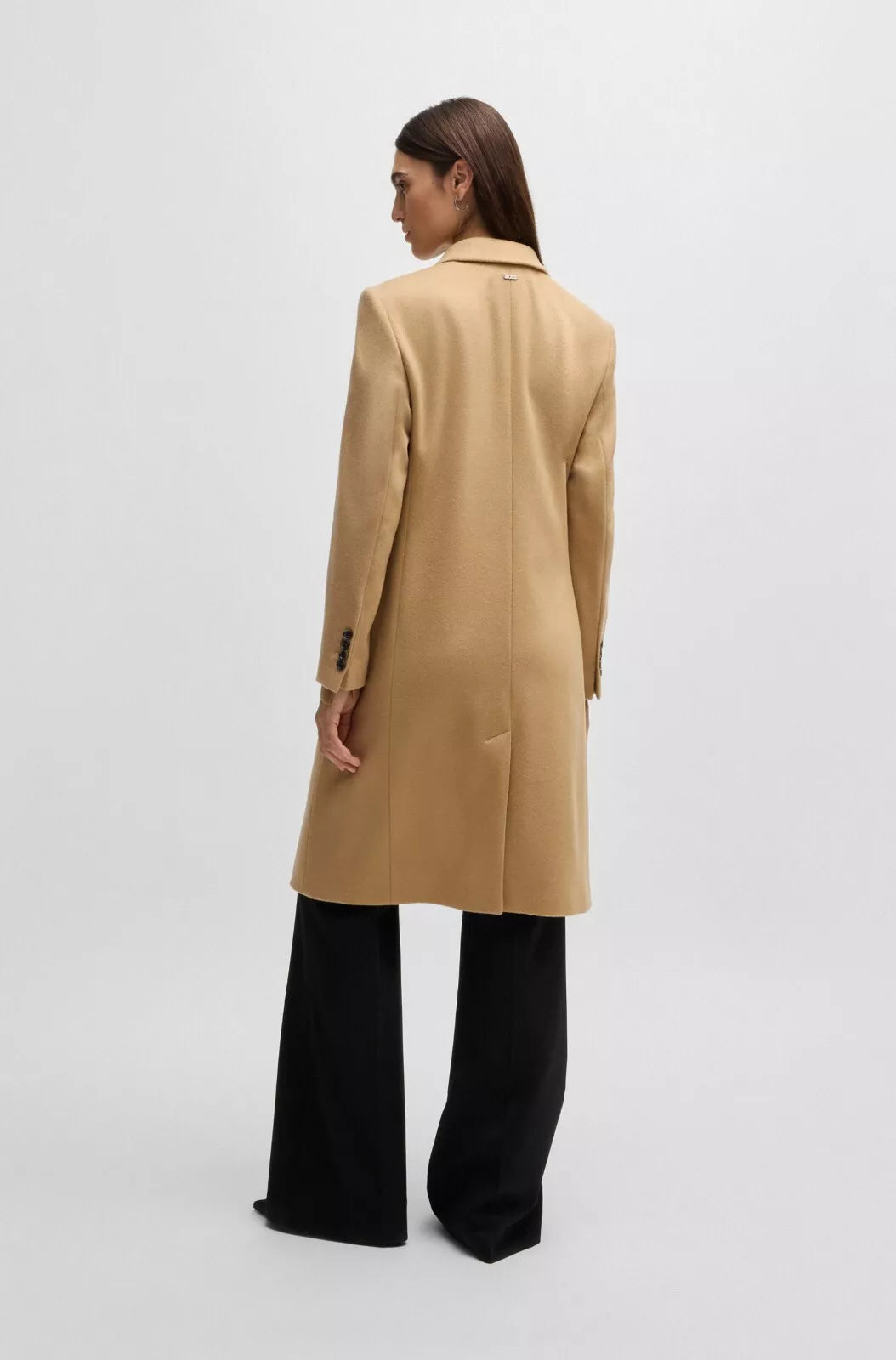 BOSS Women Formal Coat in Wool and Cashmere Beige Slim Fit -  Size 4 / 26
