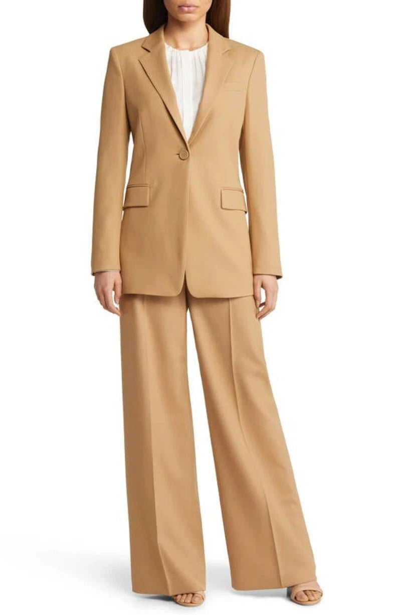 BOSS Relaxed Fit Formal Pants Trousers in Stretch Wool Blend - Size 14