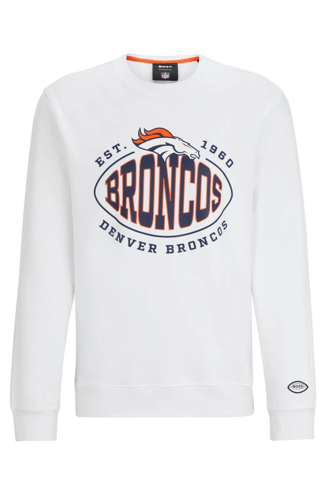 BOSS X NFL Denver Broncos Crewneck Sweatshirt Regular Fit in White - Size L
