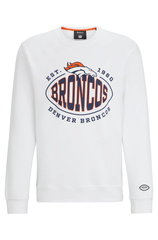 BOSS X NFL Denver Broncos Crewneck Sweatshirt Regular Fit in White - Size L