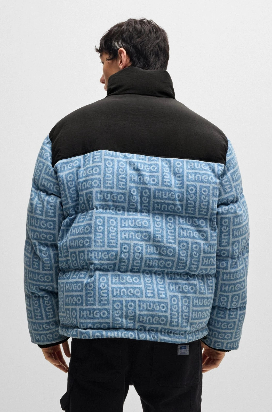 HUGO BOSS Puffer Jacket with Logo-Print Denim Weather Resistant Regular - Size M