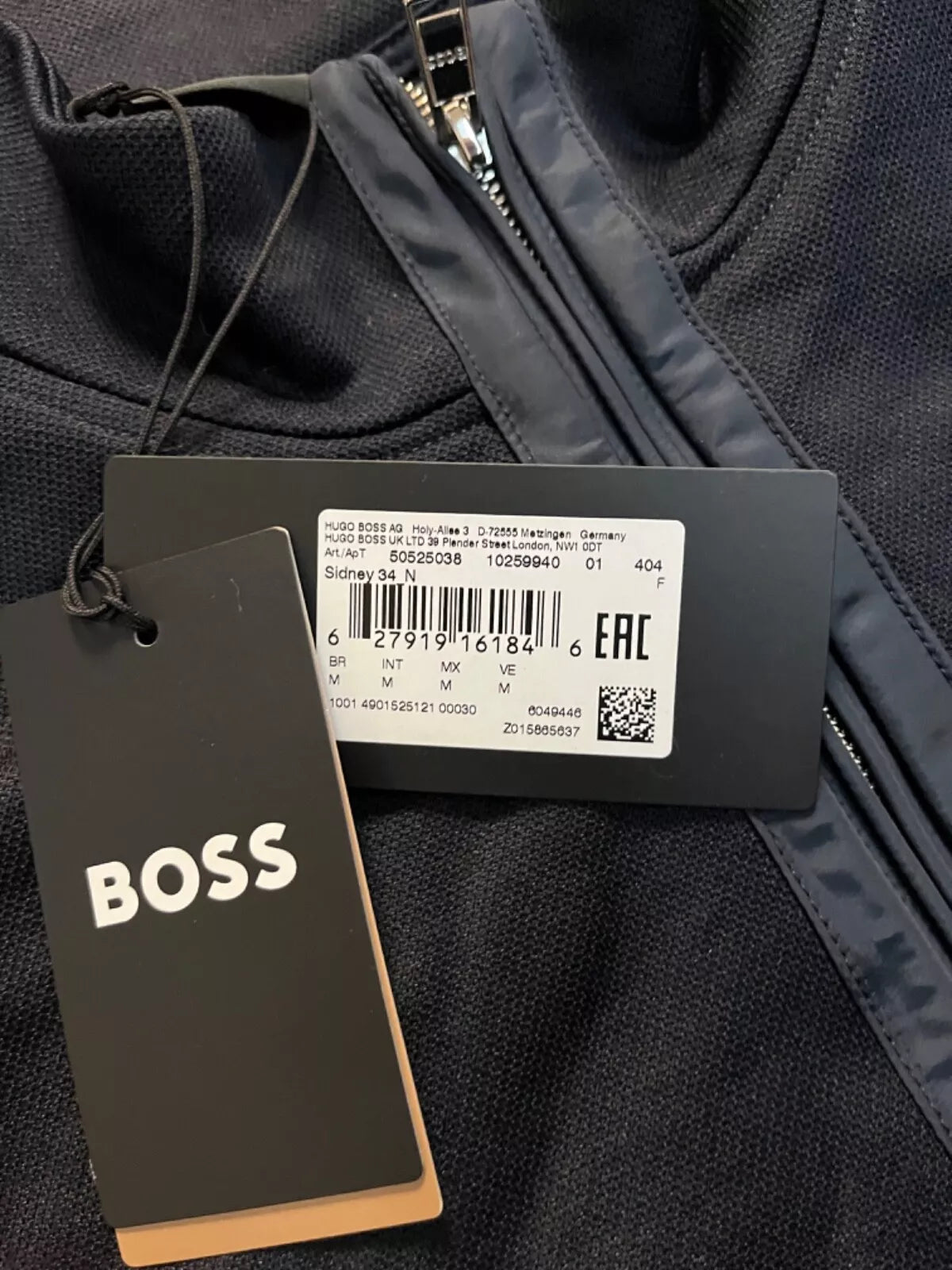 BOSS Sidney Zip-Neck Sweatshirt Sweater in Micro Structured Dark Blue - Size M