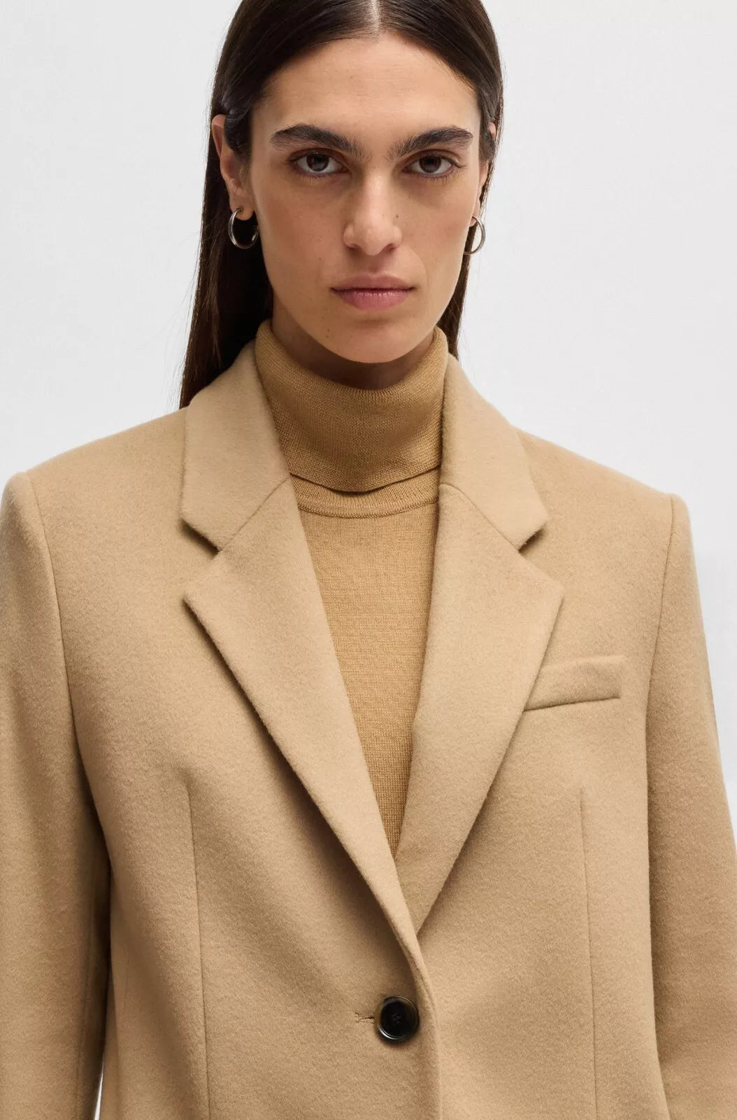 BOSS Women Formal Coat in Wool and Cashmere Beige Slim Fit -  Size 4 / 26