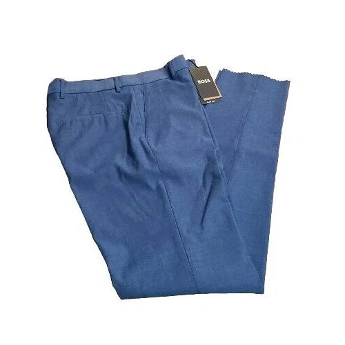 BOSS Genius Dress Pants Classic Suit Wool Pants Slim Fit Light Blue - Size 32R