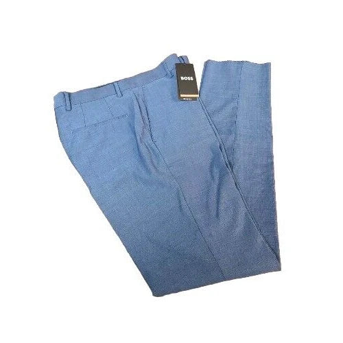 BOSS Genius Dress Pants Classic Suit Wool Pants Slim Fit Light Blue - Size 32R