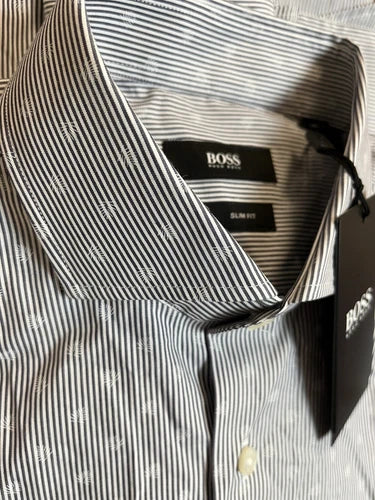 HUGO BOSS Jason Slim Fit Dress Shirt Travel Line Made in Italy - Size 15.5 / 39